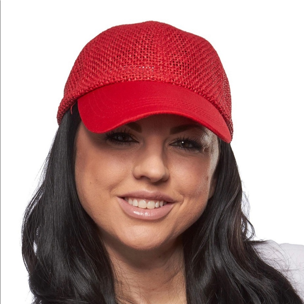 Straw Baseball Cap with Cotton Brim